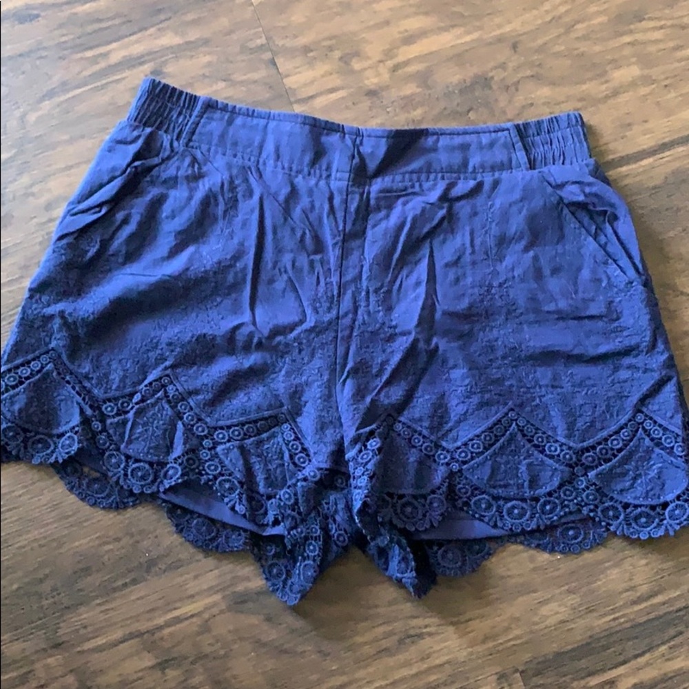 Lace Navy Blue Shorts